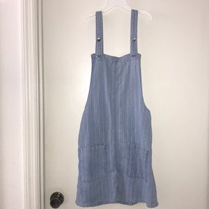 Overall pinstripe denim dress